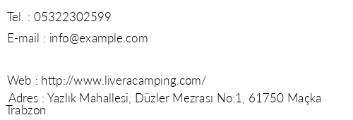 Livera Camping telefon numaralar, faks, e-mail, posta adresi ve iletiim bilgileri